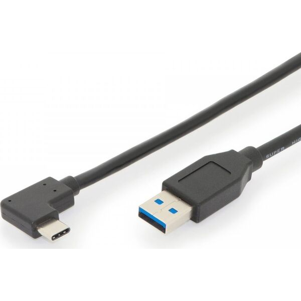 Kabel USB Digitus USB-A - USB-C 1 m Czarny (AK-300147-010-S)