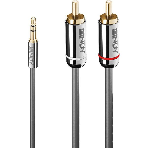 Kabel Lindy Jack 3.5mm - RCA (Cinch) x2 1m srebrny (35333)