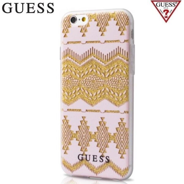 Guess Apsauginis dėklas GUESS Aztec skirtas Apple iPhone 7 4.7", Skaidri/Rožinė