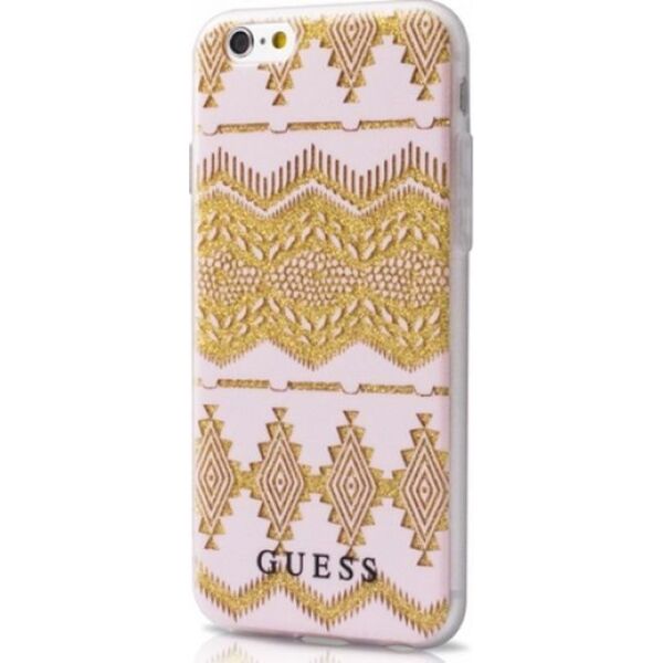 Guess Apsauginis dėklas GUESS Aztec skirtas Apple iPhone 7 4.7", Skaidri/Rožinė