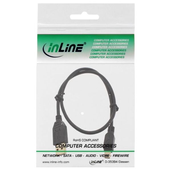 Kabel USB InLine USB-A - miniUSB 0.3 m Czarny (31803P)