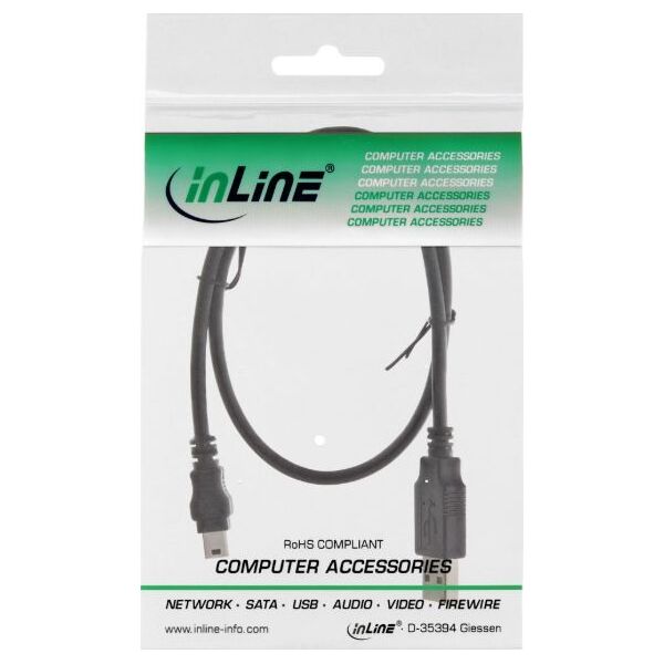 Kabel USB InLine USB-A - miniUSB 0.3 m Czarny (33107J)