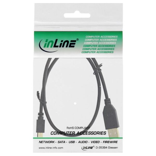 Kabel USB InLine USB-A - 0.3 m Czarny (31703P)