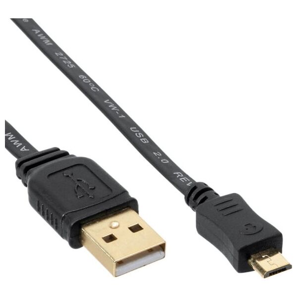 Kabel USB InLine USB-A - microUSB 0.3 m Czarny (31703F)