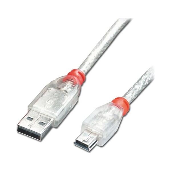 Kabel USB Lindy USB-A - miniUSB 1 m Przezroczysty (41782)