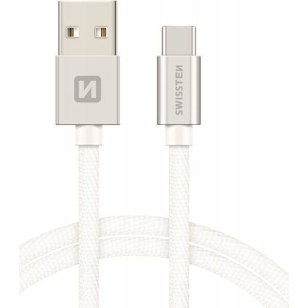 Kabel USB Swissten USB-A - USB-C 1.2 m Biały (SW-QU-TYPC-3.1-1.2m-SI)