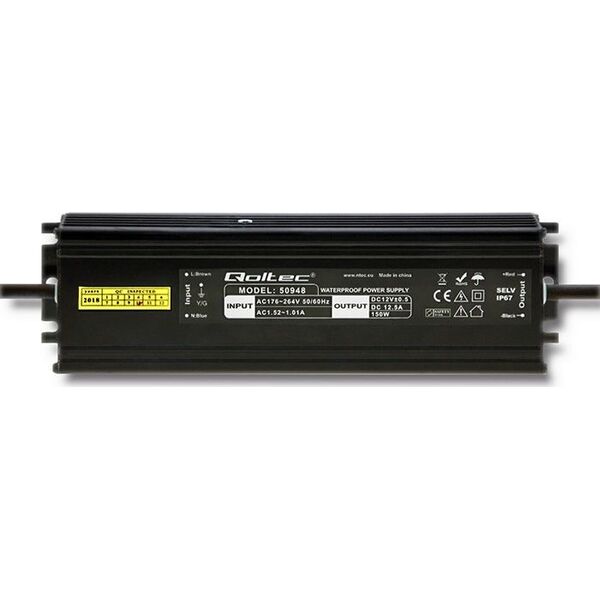 Qoltec impulsowy LED | IP67 | 150W | 12V | 12.5A | Wodoodporny (50948)