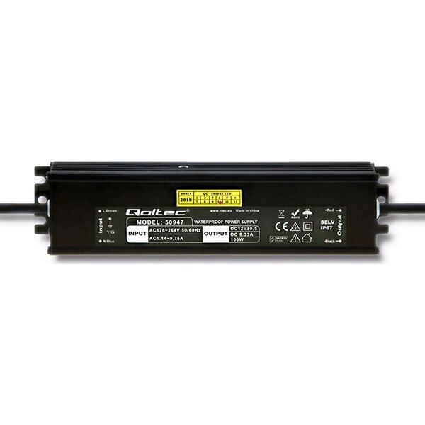 Qoltec impulsowy LED | IP67 | 100W | 12V | 8.3A | Wodoodporny (50947)