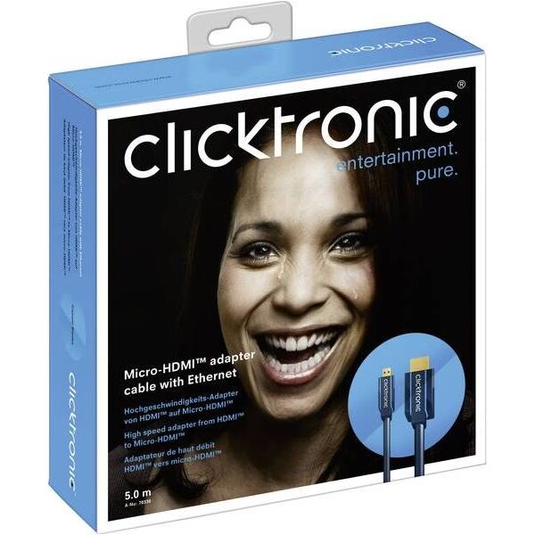 Kabel Clicktronic HDMI Micro - HDMI 5m niebieski (70330)