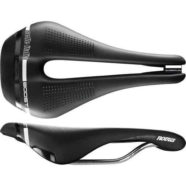 Selle Italia Siodło SELLE ITALIA NOVUS BOOST SUPERFLOW S (id match - S3) ti 316 tube 7, fibra-tek, czarne (NEW)