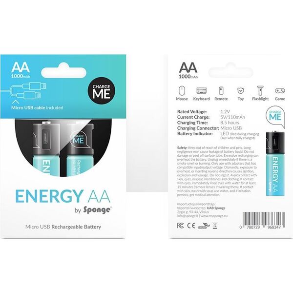 Sponge Akumulator Micro USB AAA / R03 450mAh 2 szt.