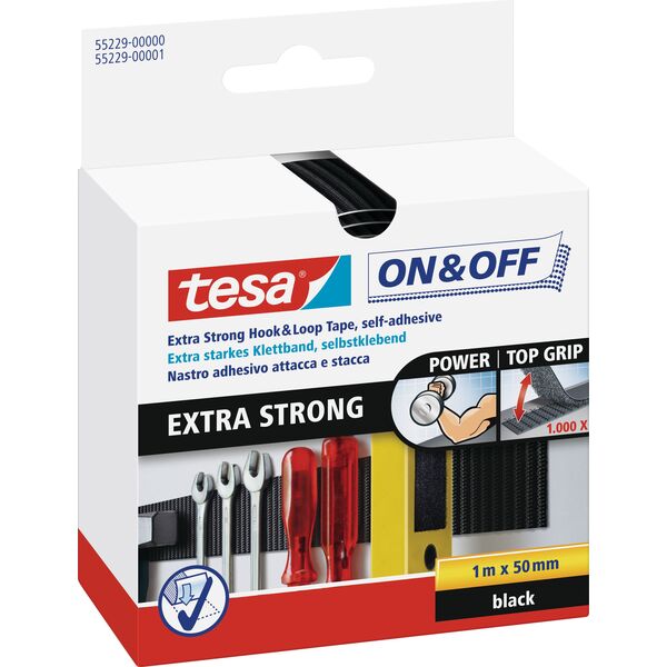 Tesa tesa ON&OFF Extra Strong juosta lipni 1mx50mm juoda