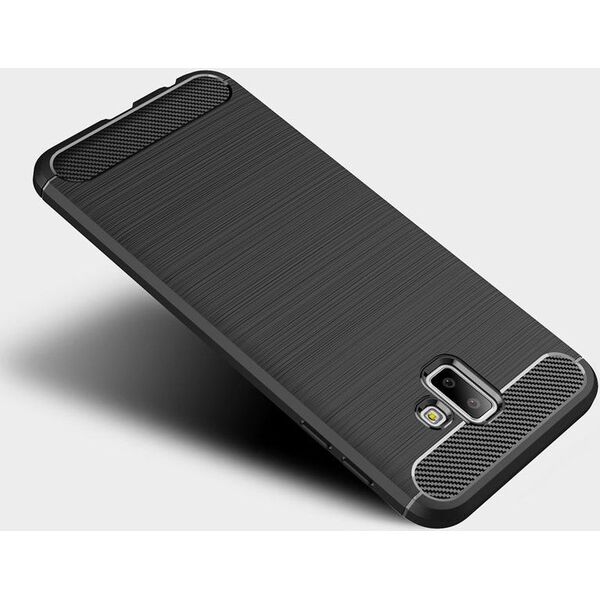 Hurtel Carbon Case elastyczne etui pokrowiec Samsung Galaxy J6 Plus 2018 J610 czarny uniwersalny