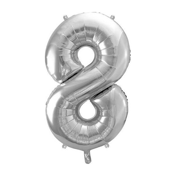 Party Deco Balon foliowy Cyfra "8", 86cm, srebrny uniwersalny
