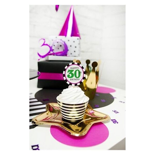 Party Deco Talerzyki papierowe, Gwiazdka, złote, 18 cm, 6 szt. uniwersalny