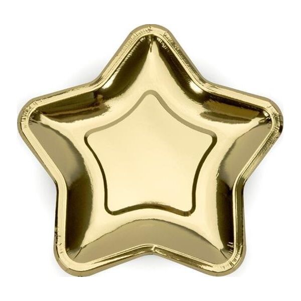 Party Deco talerzyki Gwiazdka, złoty, 23cm, 6 sztuk uniwersalne (34683)