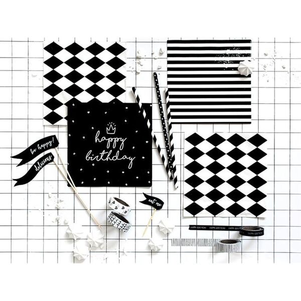 Party Deco Serwetki papierowe, czarne paski, 33x33 cm., 20 szt. uniwersalny