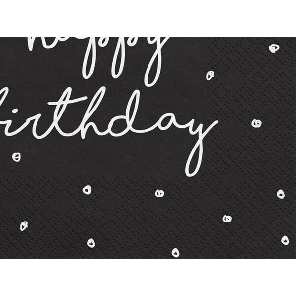 Party Deco Serwetki papierowe, Happy Birthday, czarne, 33x33 cm., 20 szt. uniwersalny