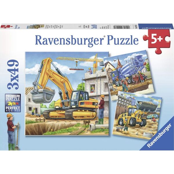 Ravensburger Puzzle 3x49  - Duże maszyny budowlane