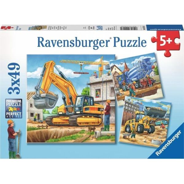 Ravensburger Puzzle 3x49  - Duże maszyny budowlane
