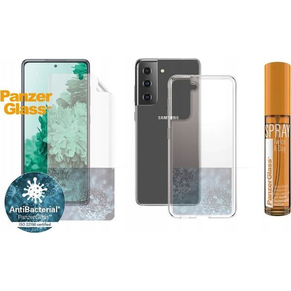 PanzerGlass Zestaw szkło, etui ClearCase, spray 30ml  do Galaxy S21+ (B7260)