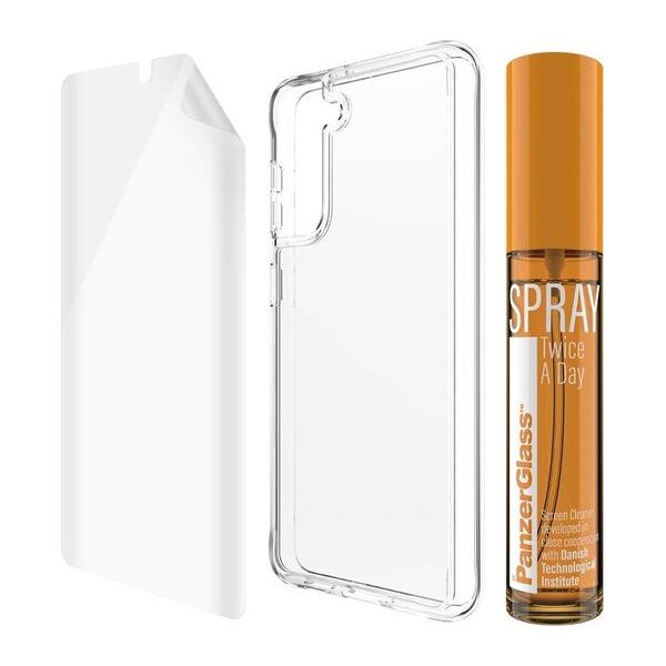 PanzerGlass Zestaw szkło, etui ClearCase, spray 30ml  do Galaxy S21+ (B7260)