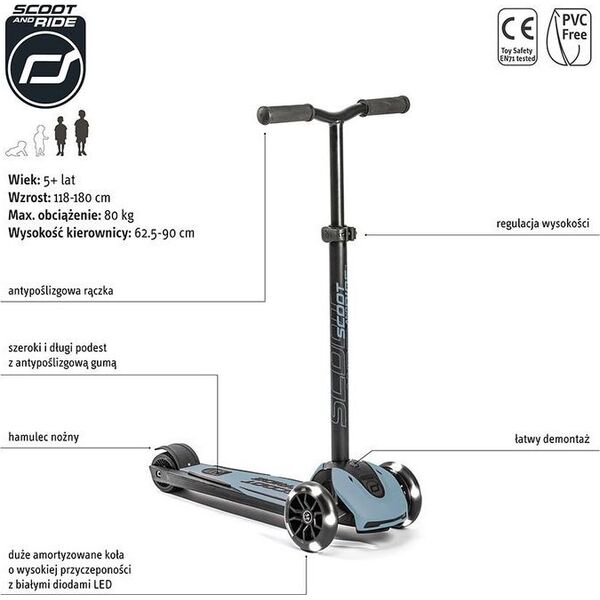 Hulajnoga ScootAndRide Highwaykick 5 Srebrny (96434)