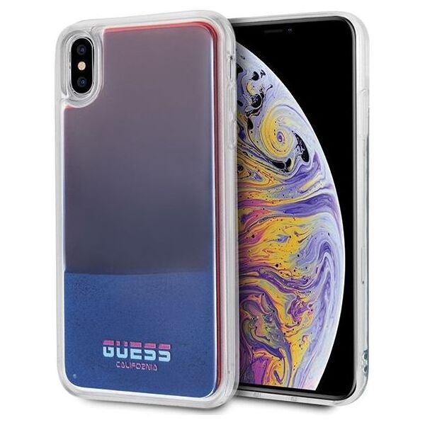 Guess Guess GUHCI65GLCRE iPhone Xs Max czerwo ny/red hard case California Glow in the dark uniwersalny