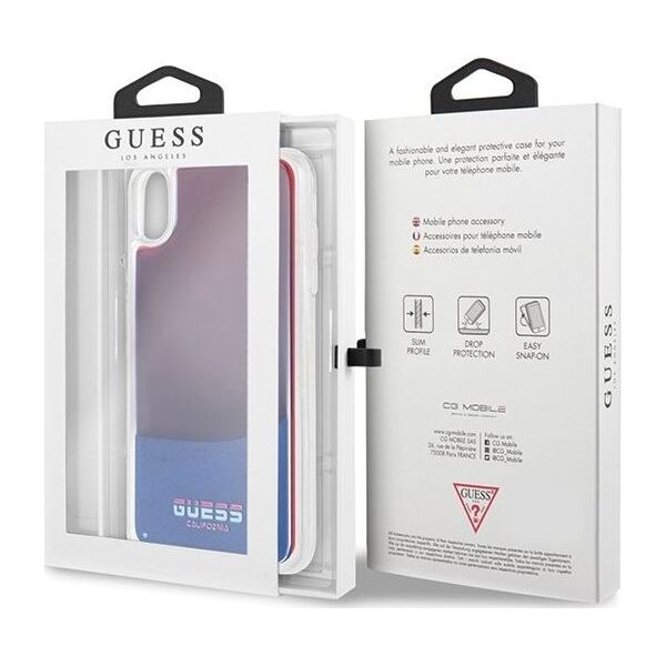 Guess Guess GUHCI65GLCRE iPhone Xs Max czerwo ny/red hard case California Glow in the dark uniwersalny