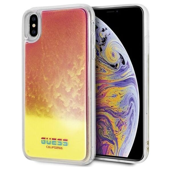 Guess Guess GUHCI65GLCPI iPhone Xs Max różowy /pink hard case California Glow in the dark uniwersalny