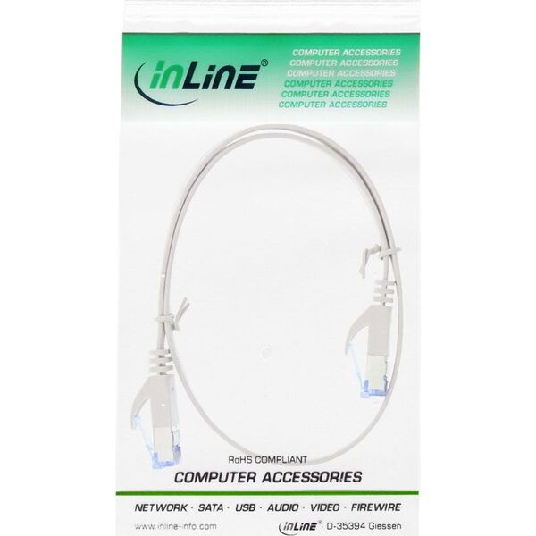 InLine Flat Patch kabel, U/FTP, Cat.6A, szary, 0.5m