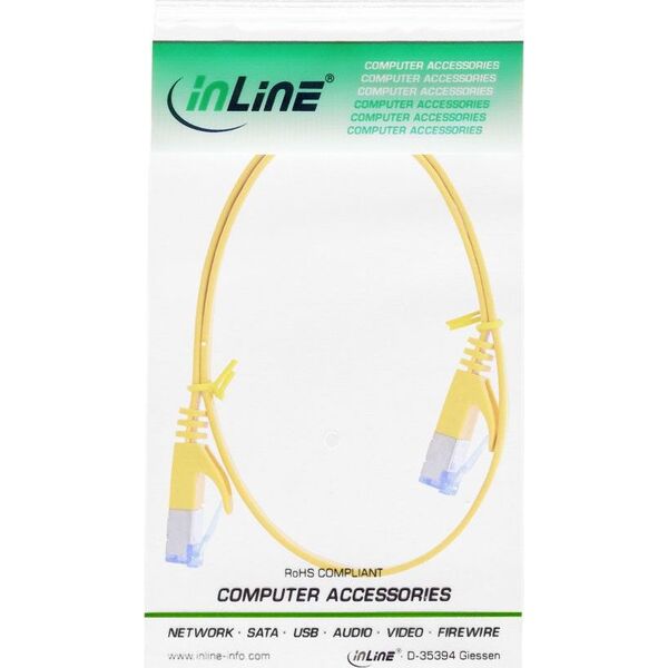 InLine Flat Patch kabel, U/FTP, Cat.6A, żółty, 0.5m