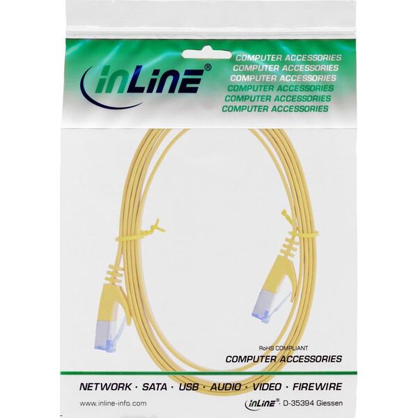InLine Flat Patch kabel, U/FTP, Cat.6A, żółty, 1.5m