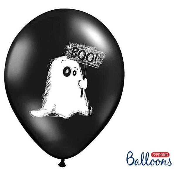 Party Deco Balony na Halloween, Duszek, czarne, 30 cm, 50 szt. uniwersalny