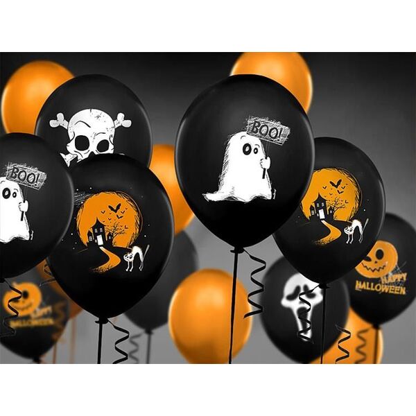 Party Deco Balony na Halloween, Duszek, czarne, 30 cm, 50 szt. uniwersalny