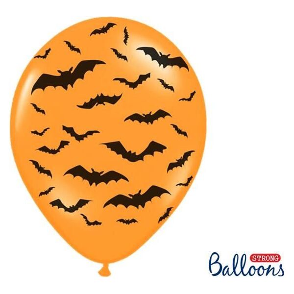 Party Deco Balony na Halloween, Nietoperze, pomarańczowe, 30 cm, 6 szt. uniwersalny