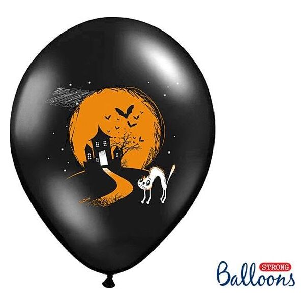 Party Deco Balony na Halloween, Duszek, czarne, 30 cm, 6 szt. uniwersalny
