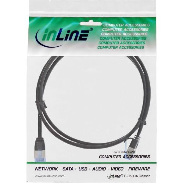 InLine InLine slim okrągły kabel sieciowy Patch U/FTP Cat,6A - czarny - 5m