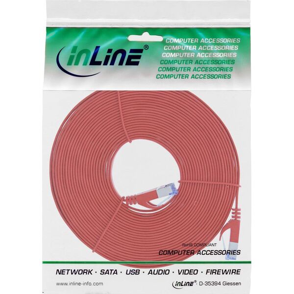 InLine InLine Flat Patch kabel, U/FTP, Cat.6A, czerwony, 10m