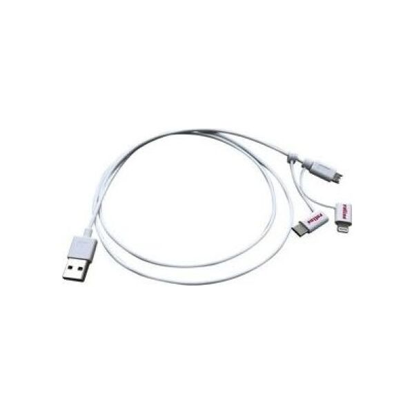 Kabel USB Roline USB-A - microUSB + USB-C 1 m Biały (JAB-4216448)