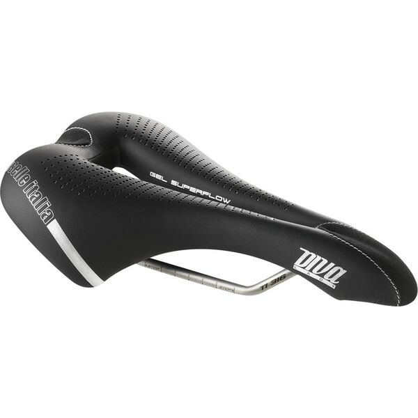 Selle Italia Siodło SELLE ITALIA DIVA GEL SUPERFLOW S (id match - S3) TI 316 Tube 7, fibra-tek, 275g czarne (NEW)
