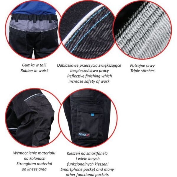 Dedra Spodnie ochronne XXL/58, Premium line, 240g/m2 (BH5SP-XXL)