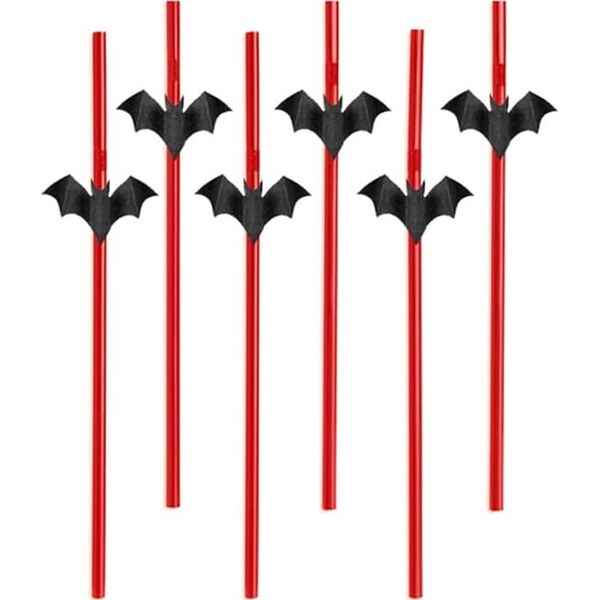 Party Deco słomki nietoperze na halloween 6 sztuk p uniwersalne (9931)