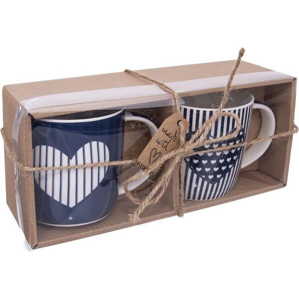 Orion Kubek porcelanowy do kawy, herbaty, zestaw kubków z uchem, dekor, na prezent, 2 sztuki, 390 ml