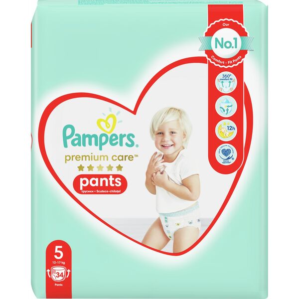 Pampers Pants Premium Care 5, 12-17 kg, 34 szt.