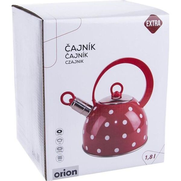 Orion Czajnik stalowy czerwony w kropki 1,8L KARIN uniwersalny