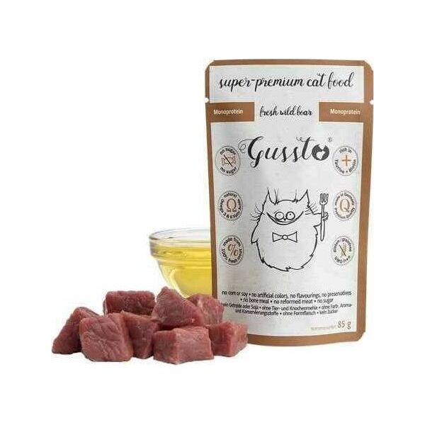 GUSSTO GUSSTO sasz.85g FRESH WILD BOAR /8 Pokarm dla kota z DZICZYZNĄ