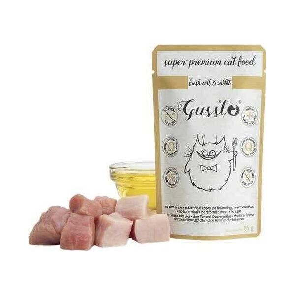 GUSSTO GUSSTO sasz.85g FRESH CALF RABBIT /8 Pokarm dla kota z CIELĘCINĄ I KRÓLIKIEM
