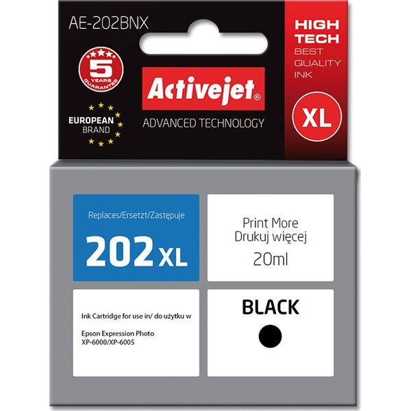 Tusz Activejet Tusz AE-202BNX Black Supreme (202XL G14010)