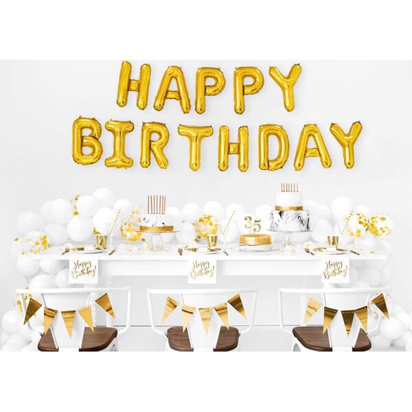 Party Deco Serwetki Happy Birthday białe - 33 cm - 20 szt. uniwersalny